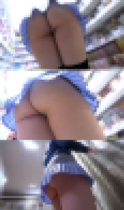 【しゃがみパンチラ】ニーハイ×絶対領域の破壊力！ミニワンピからこぼれ落ちる豊満デカ尻　サンプル画像2