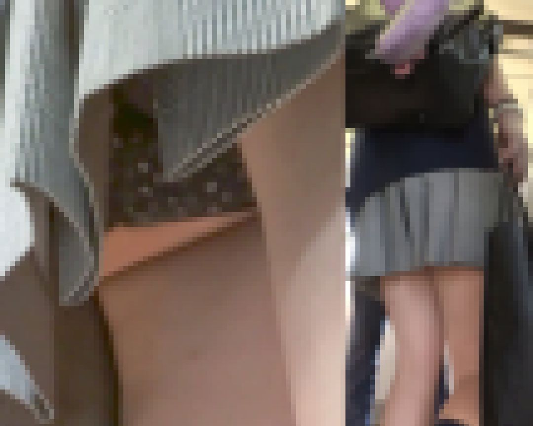 パンチラ盗撮 制服女子 ハート柄 黒パンツ サンプル画像