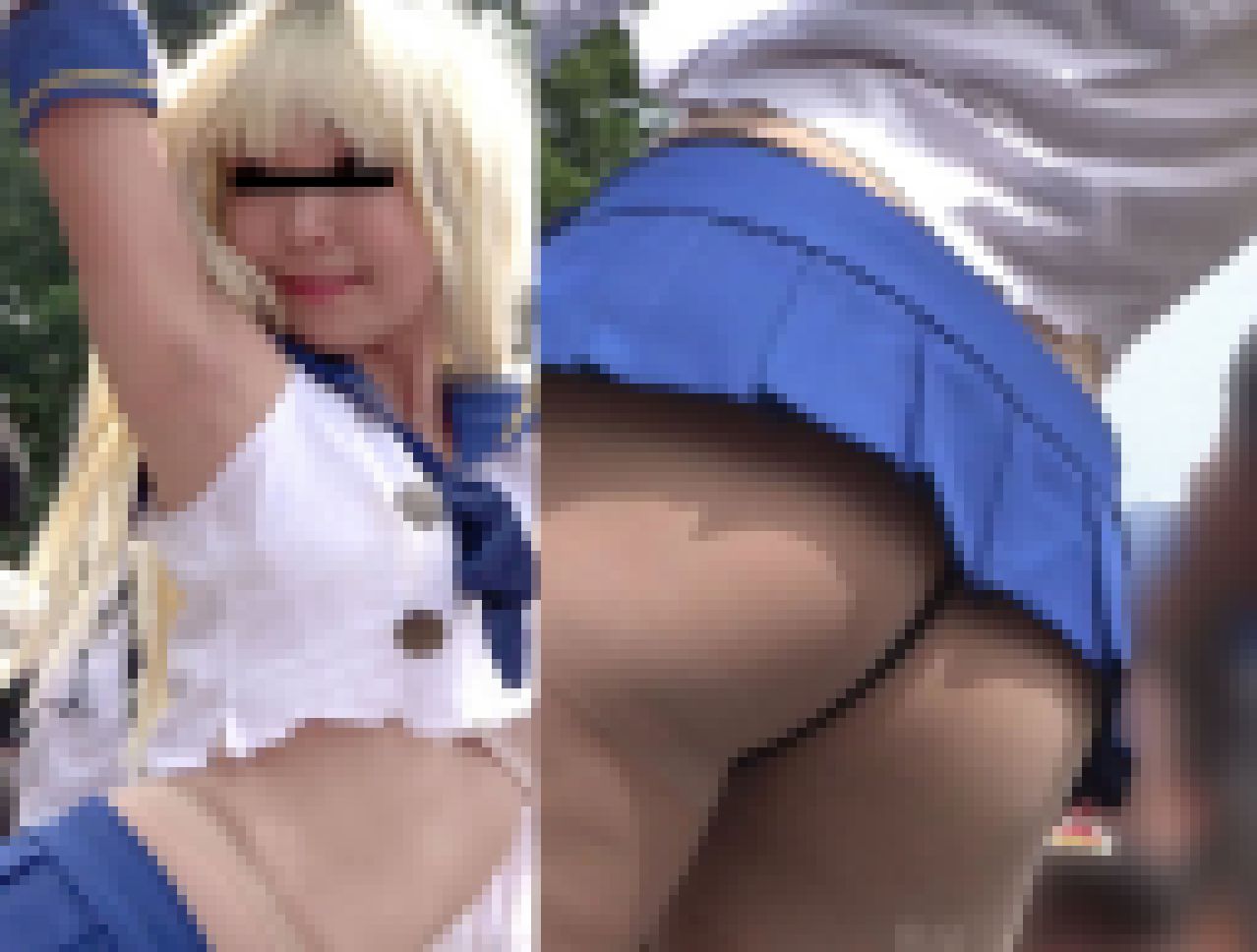 高画質******限定！コスプレ会場PANIC★囲まれた鬼くいこみレイヤー22「紐パン島風発見」 サンプル画像