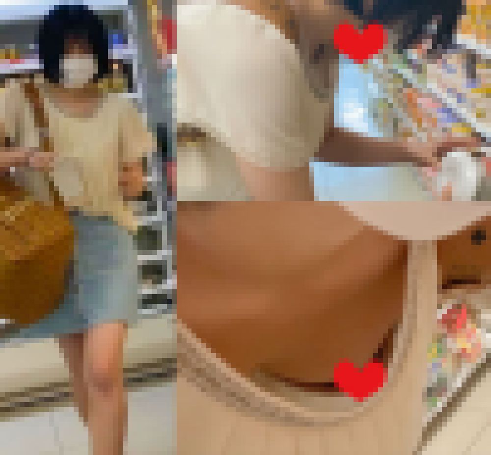 胸チラに気づかずに買い物する女の子（3人）#2 サンプル画像