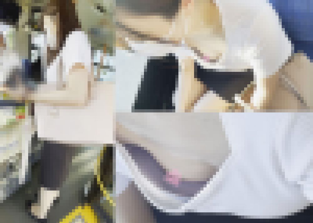 [市バス胸チラ]営業OLお姉さん、おっぱい出てますよ サンプル画像