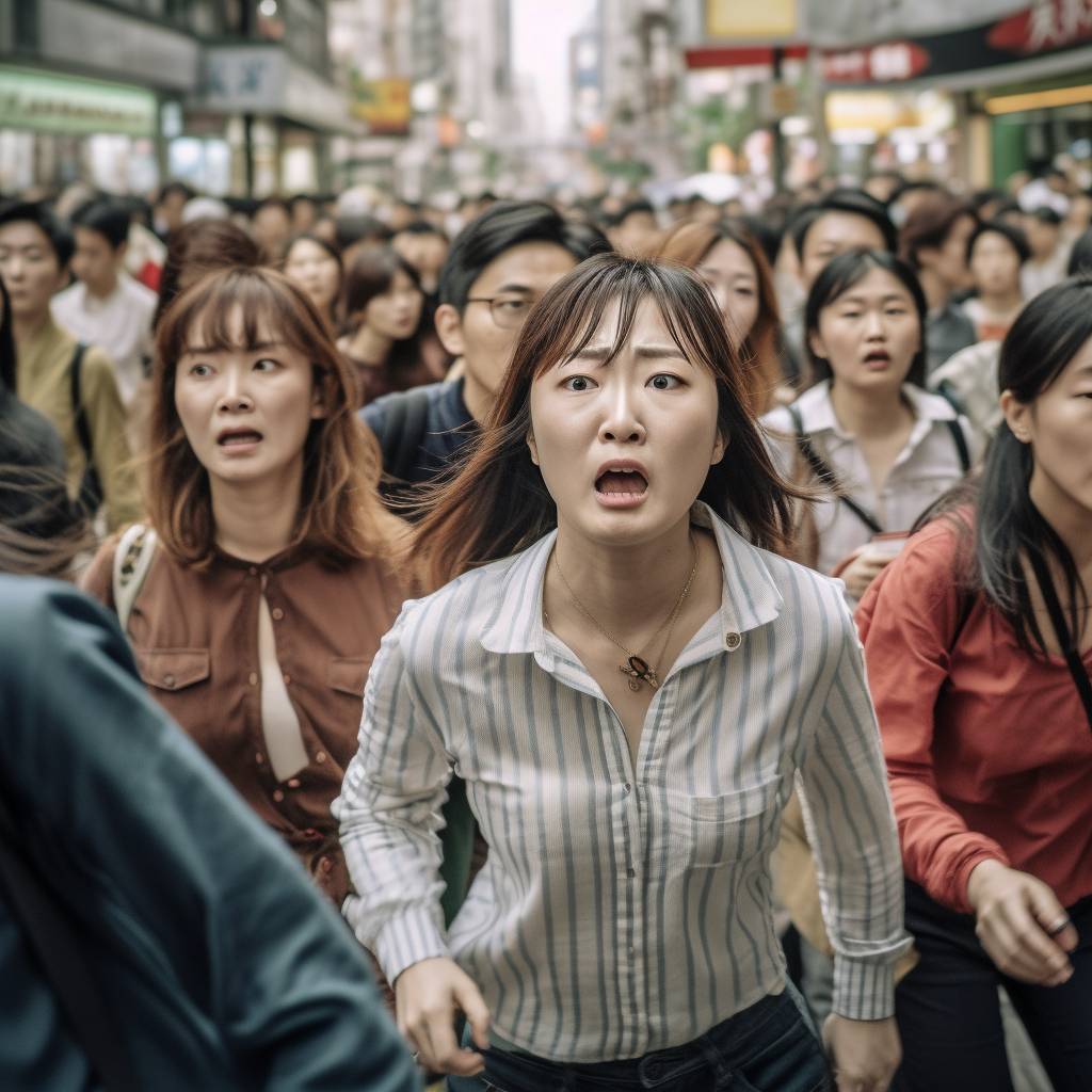 集団パニック　神奈川県　大和市　2023年04月22日　集団パニック女性　画像