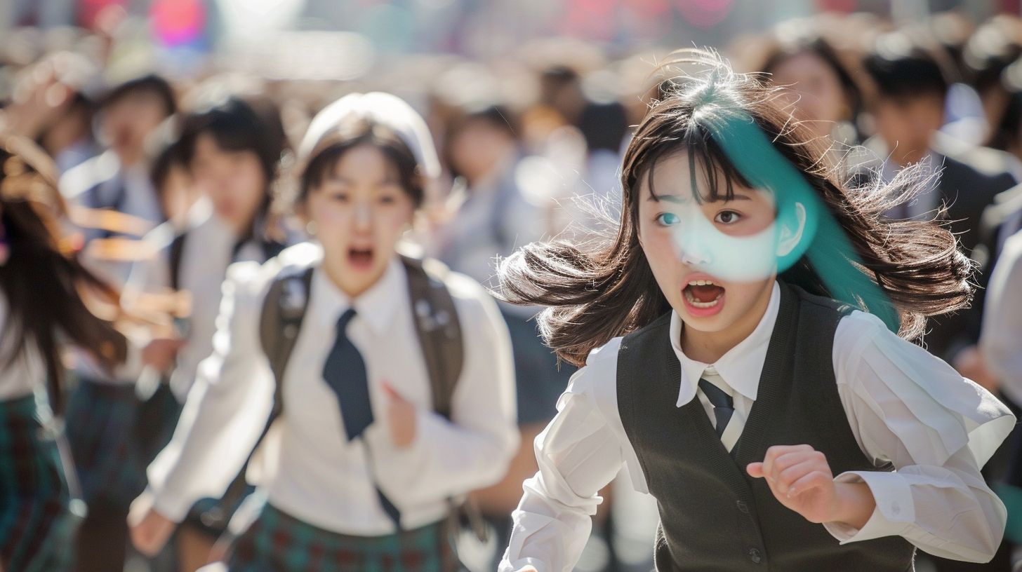 集団パニック　広島県 安芸郡　府中町　2024年06月15日　集団パニック女性　画像