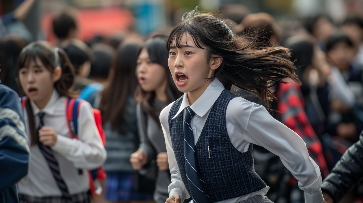 集団パニック 広島県 三原市 2024年08月17日 集団パニック女性 画像