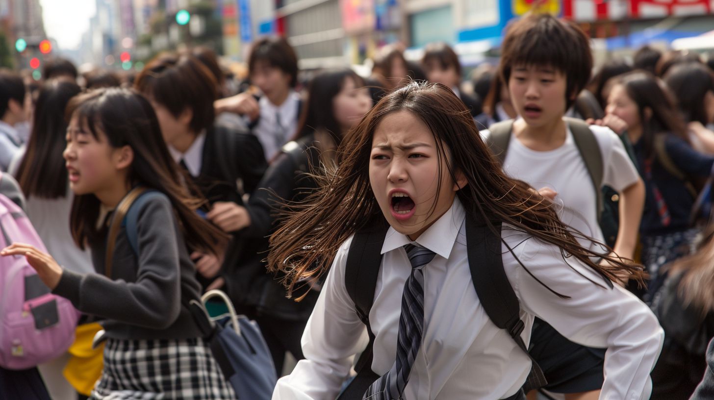 集団パニック 大阪府 貝塚市 2025年03月30日 集団パニック女性 画像
