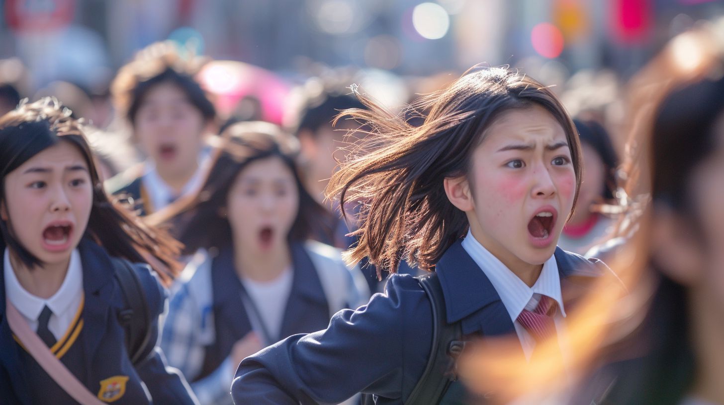 集団パニック　福岡県　飯塚市　2025年09月09日　集団パニック女性　画像