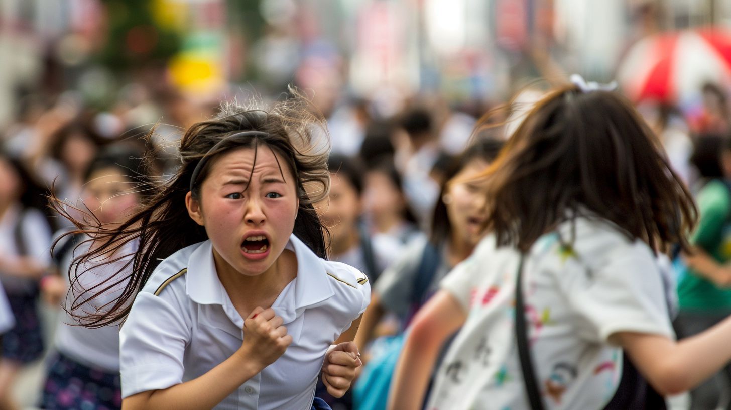 集団パニック　福岡県　行橋市　2025年12月21日　集団パニック女性　画像