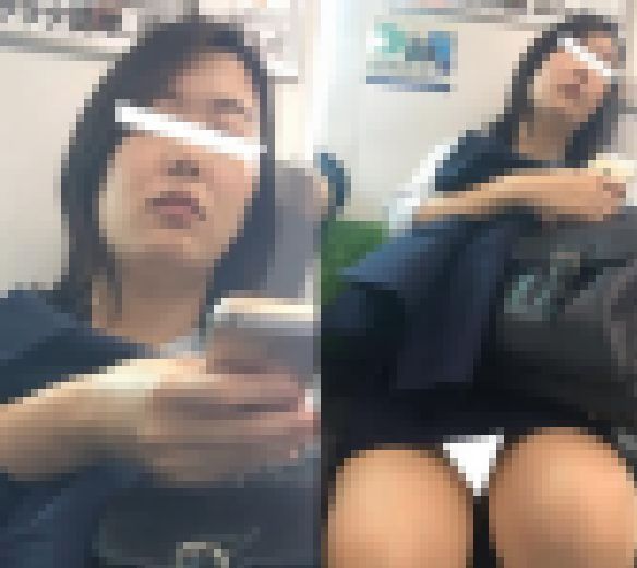 (電車対面）(顔出し)短めタイトスカートで攻めるセミロング美人人妻OLさん…無防備なお姿を観察してみました!! サンプル画像