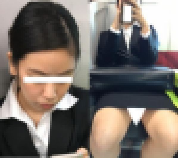 (電車対面）(顔出し)パンストあんよのひらき具合が…なんかいやらしい…リクルート女子大生さんを観察してみました!! サンプル画像