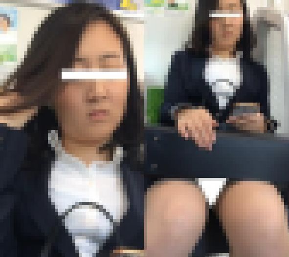 (電車対面）(顔出し)セミロングの美人OLさん…スーツごしでもわかる豊満なボディ…その無防備なお姿を観察してきました!! サンプル画像