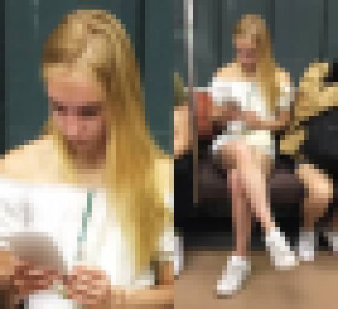 日本人女性を馬鹿にして笑うモデル風の金髪外国人美女（其の一）画像