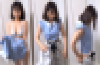 【個室盗撮】ものすごい巨乳黒髪お姉さん美女の着替えを個室で盗撮！！！ サンプル画像