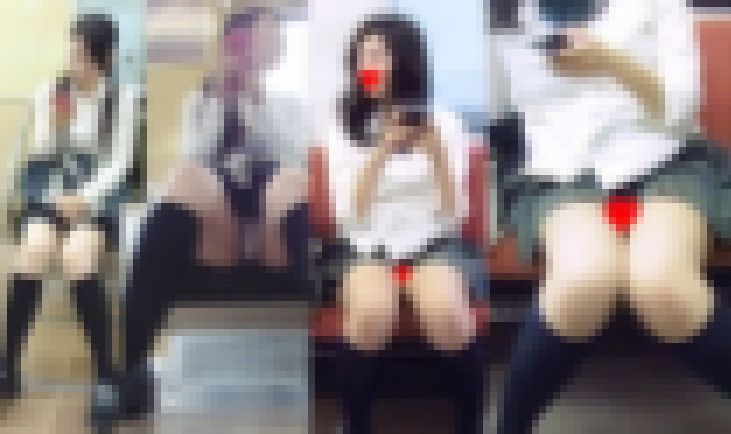 《電車2本セット》パンツ丸見え女子学生の対面モロパンチラ動画セット（FHD） サンプル画像