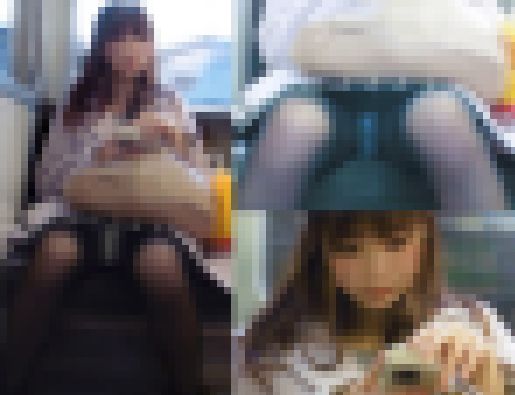 電車内美少女が見せたスケスケ黒スト越しのご褒美丸見えパンチラ サンプル画像