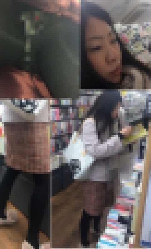 【スマホのみで逆さ撮り8】休日1人で立ち読み 書店 黒スト タイツ 私服お姉さん 近距離撮影 【素人盗撮 サンプル画像