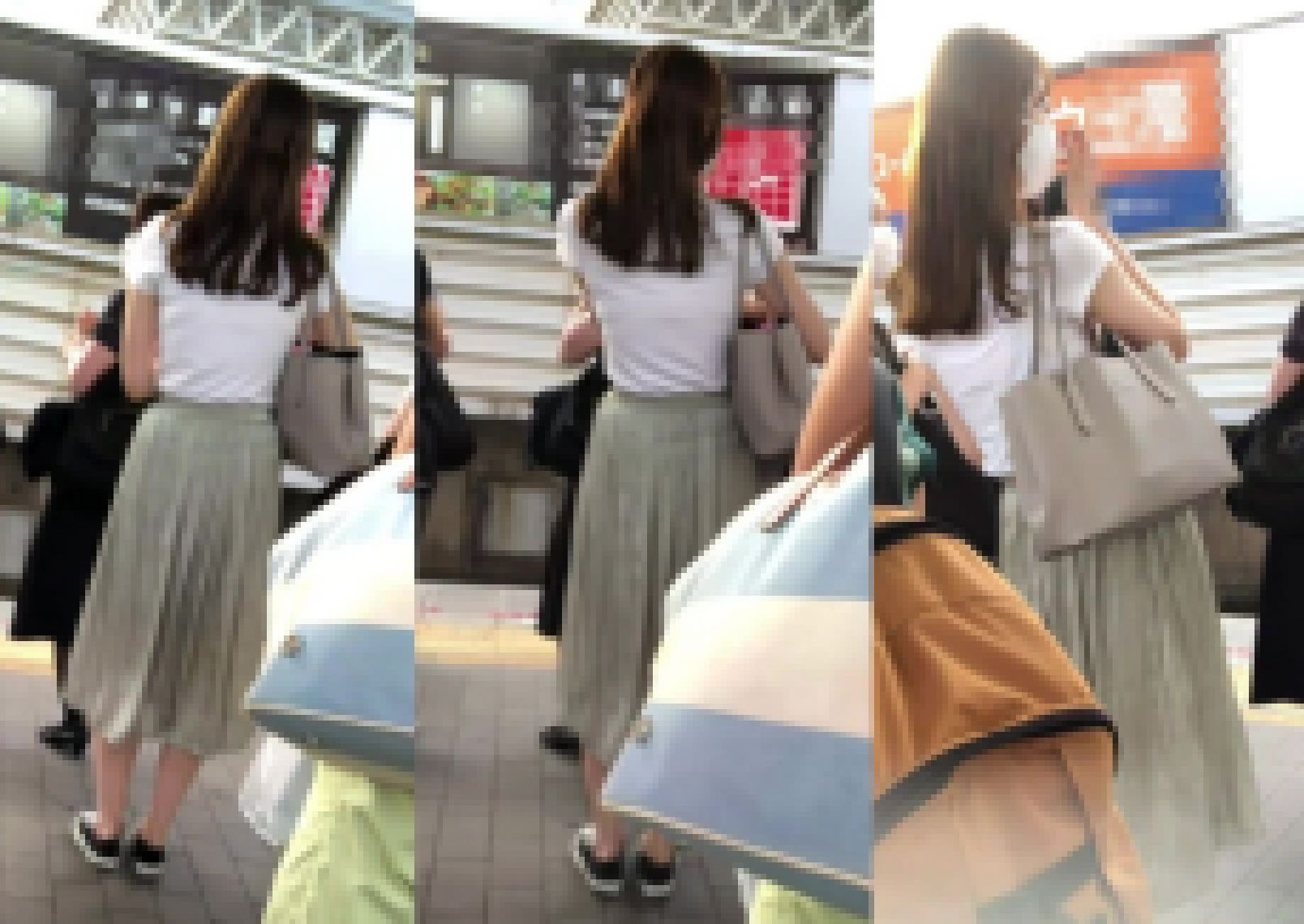 (再販)高身長高品質！モデル級清楚スーパーSS美女！第３弾！大人黒パンティ（花柄刺繍つき）丸見え！ロングスカート直下型撮影！ サンプル画像