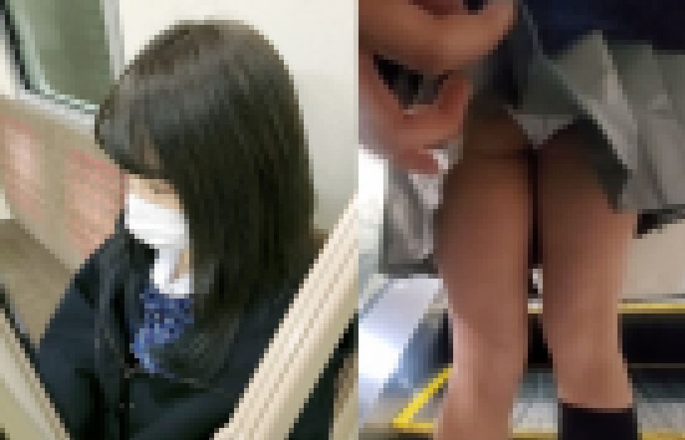 【俺の勝ち】ハーフ風JKに粘着盗撮＆痴漢攻防戦！ サンプル画像