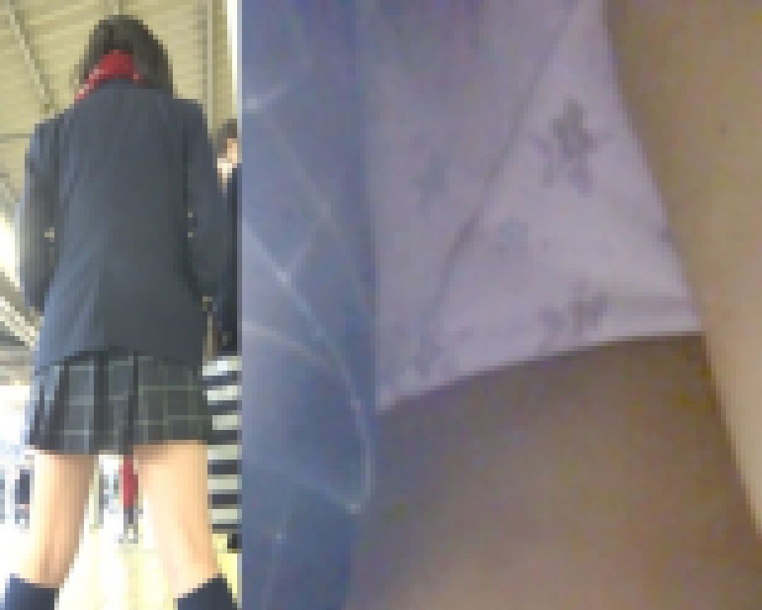 パンチラ盗撮 制服女子 ピンクの柄パンツを強引に撮影 サンプル画像