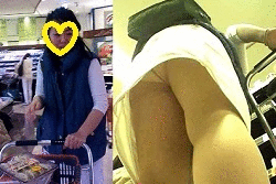 買い物中の若ママ パンチラ31　(広角レンズ） サンプル画像