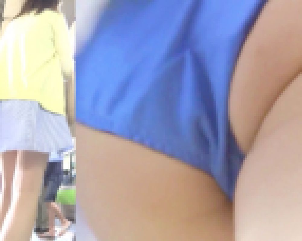 パンチラ盗撮 OLさん ハデな青パンツを超接近撮影 サンプル画像