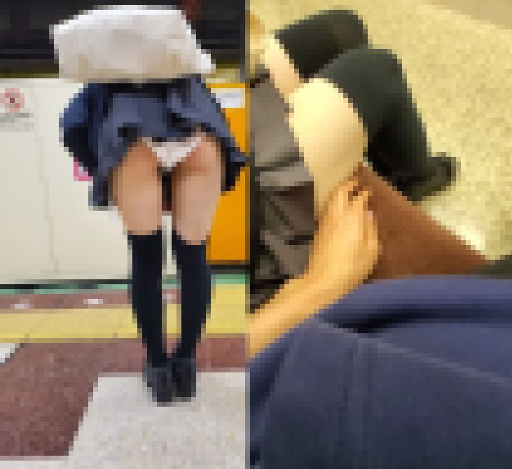 【電車お触り】超美脚激ミニJKまさかのスケスケぱんつの衝撃【痴女レベル】後編 サンプル画像