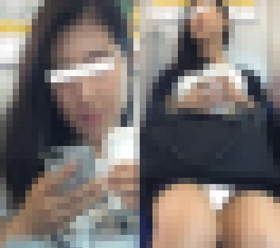 (電車対面）（顔出し）ぷくっとした厚みのあるエッチなくちびるのロングヘア美人OLさん…その悩ましいお姿を観察してみました!! サンプル画像