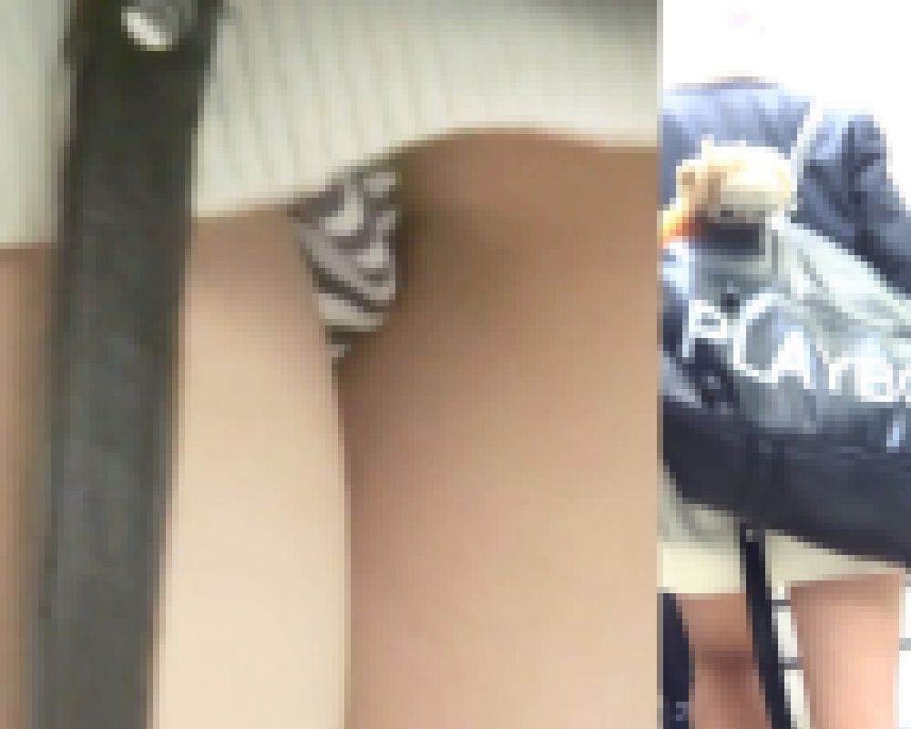 パンチラ盗撮 制服女子 縞パンツが超ミニスカから丸見え サンプル画像