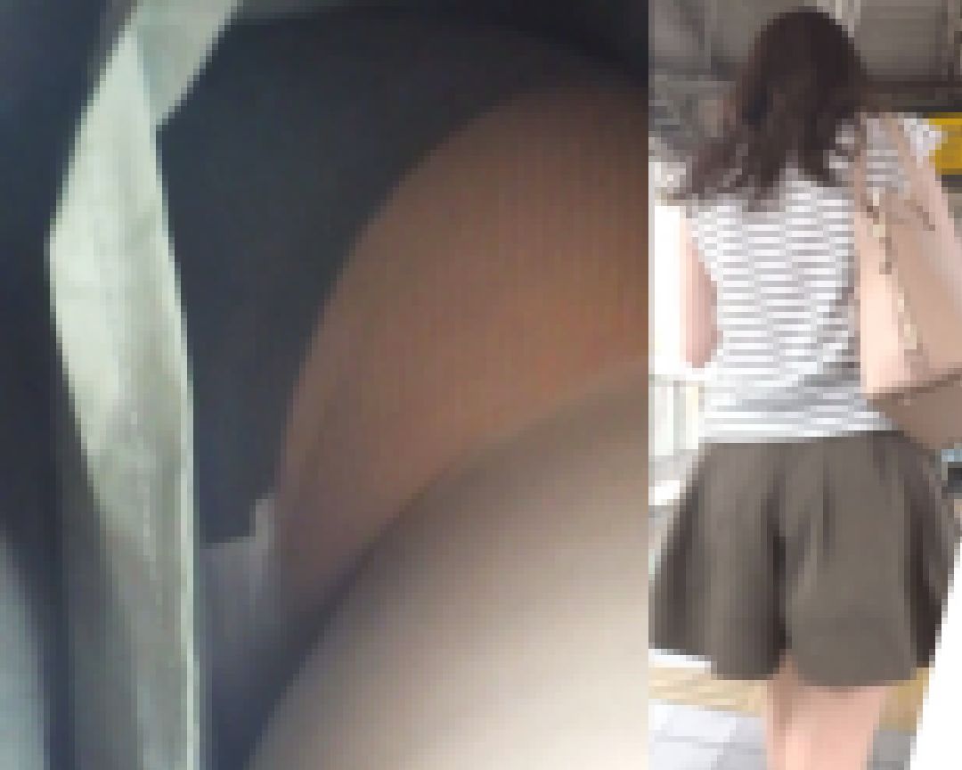 [★新作]パンチラ盗撮 OLさん キュロットの隙間から黒パンツ強引撮影 ナプキン付き サンプル画像