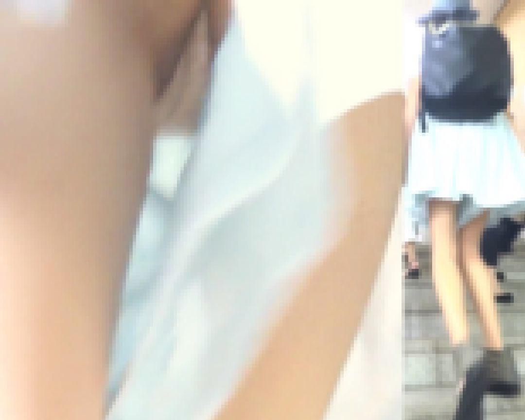 パンチラ盗撮 女子大生 Tバックがキュロットの隙間から丸見え 尻も丸見え サンプル画像