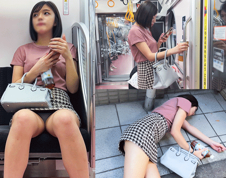 【メトロ追跡】ショートボブ巨乳OL トランス昏■姦（半覚醒）連続膣内射精【粘着盗撮】 画像