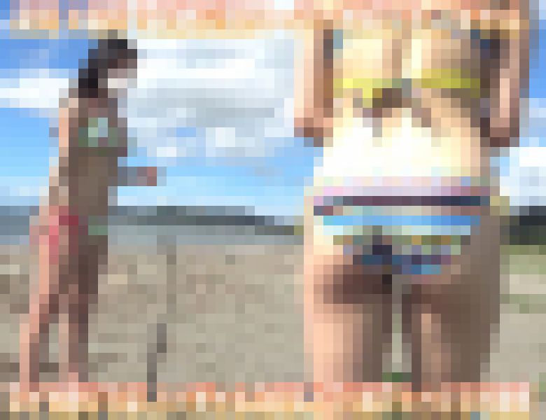【超高画質】夏だ！海だ！超絶巨乳スーパー神尻ビキニギャル2人組 エロ尻突き出してスイカ割り編　サンプル画像1