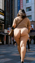 【AI動画】巨尻のグラマラスお姉さんのタイトスカートを街中で丸裸にした サンプル画像