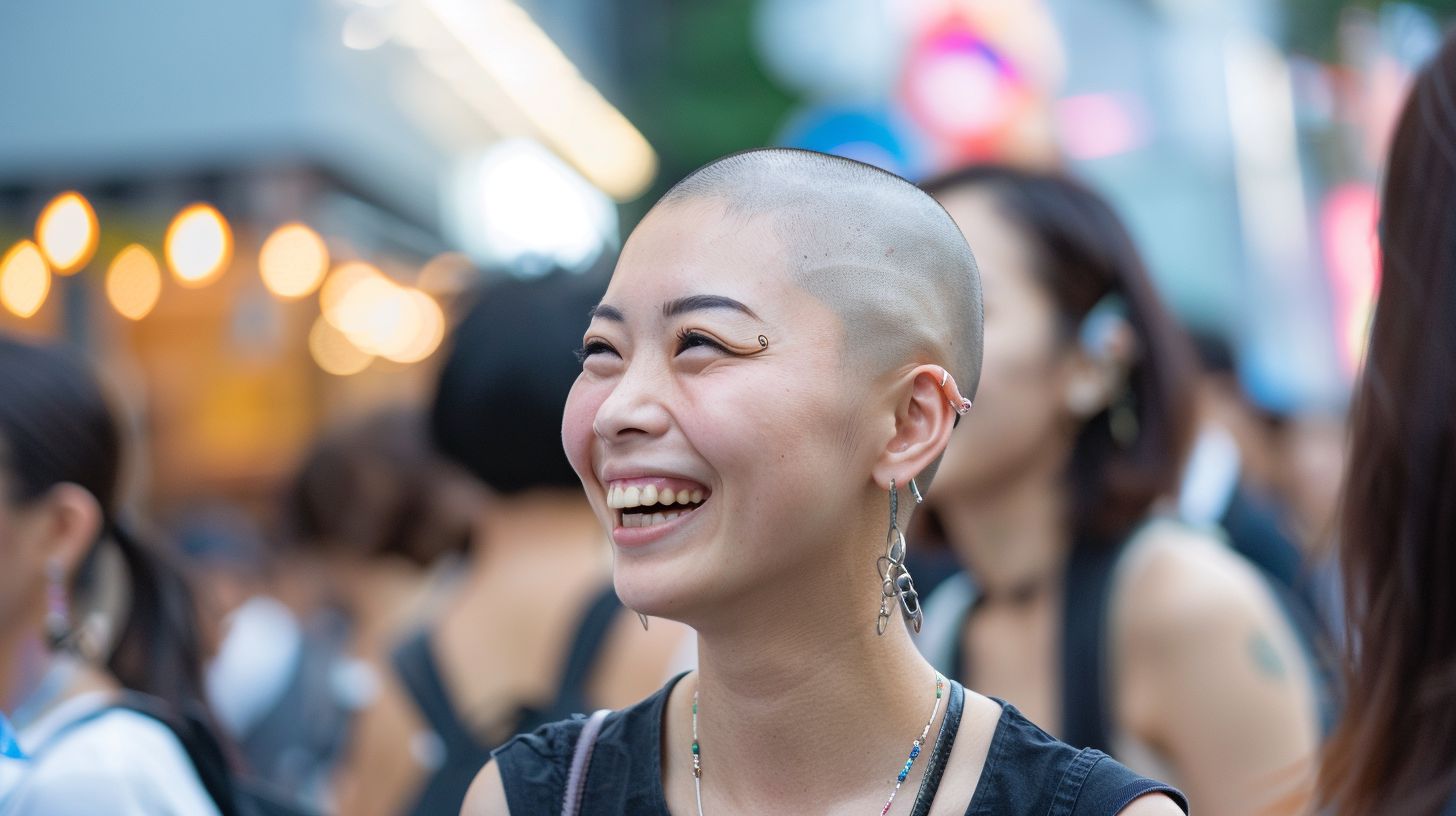 スキンヘッド画像　岩手県　北上市　2024年04月11日　スキンヘッド女子　剃髪　画像