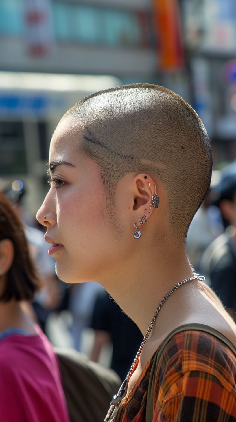 スキンヘッド画像　埼玉県　春日部市　2025年04月08日　スキンヘッド女子　剃髪　画像