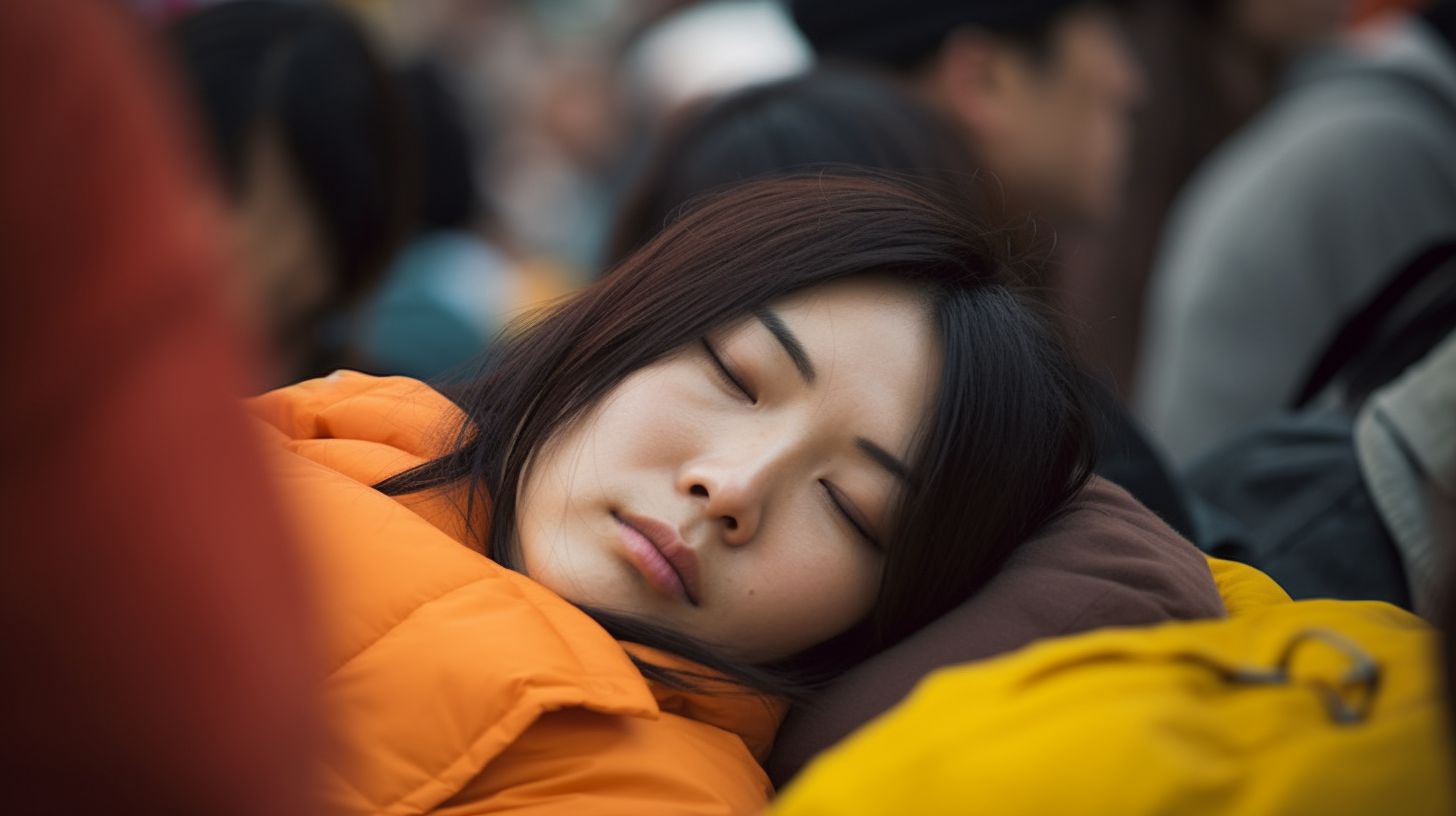 路上で寝る女性　鹿児島県　鹿屋市　2023年07月28日　路上で寝る女性　画像