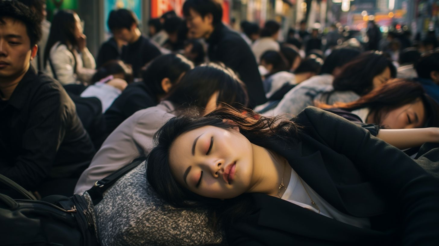路上で寝る女性　北海道　札幌市　2023年10月11日　路上で寝る女性　画像