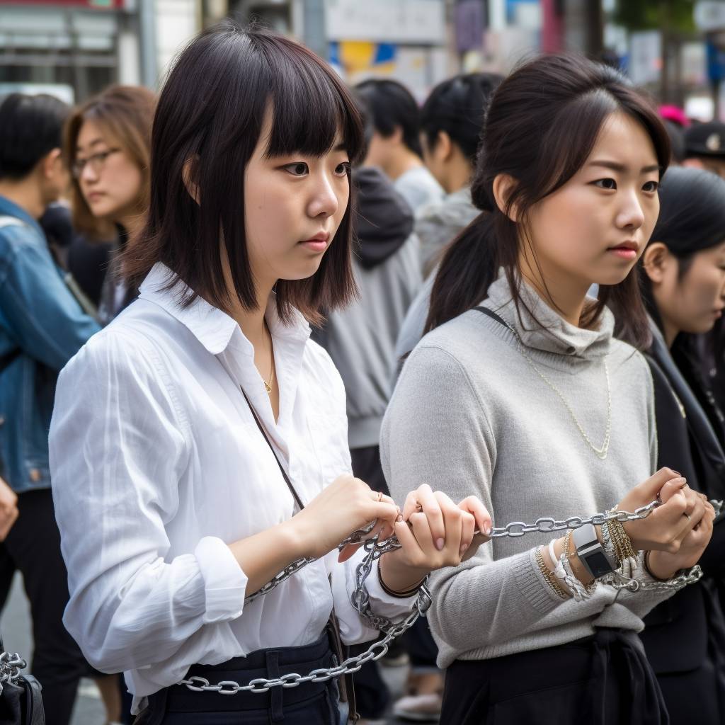 手錠で拘束される女性　新宿　2023年04月02日 画像01