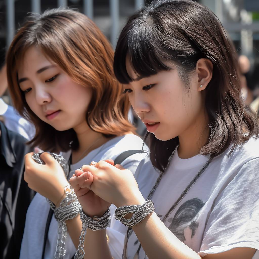 手錠される女性　愛知県　日進市　2023年06月23日　手錠女子画像