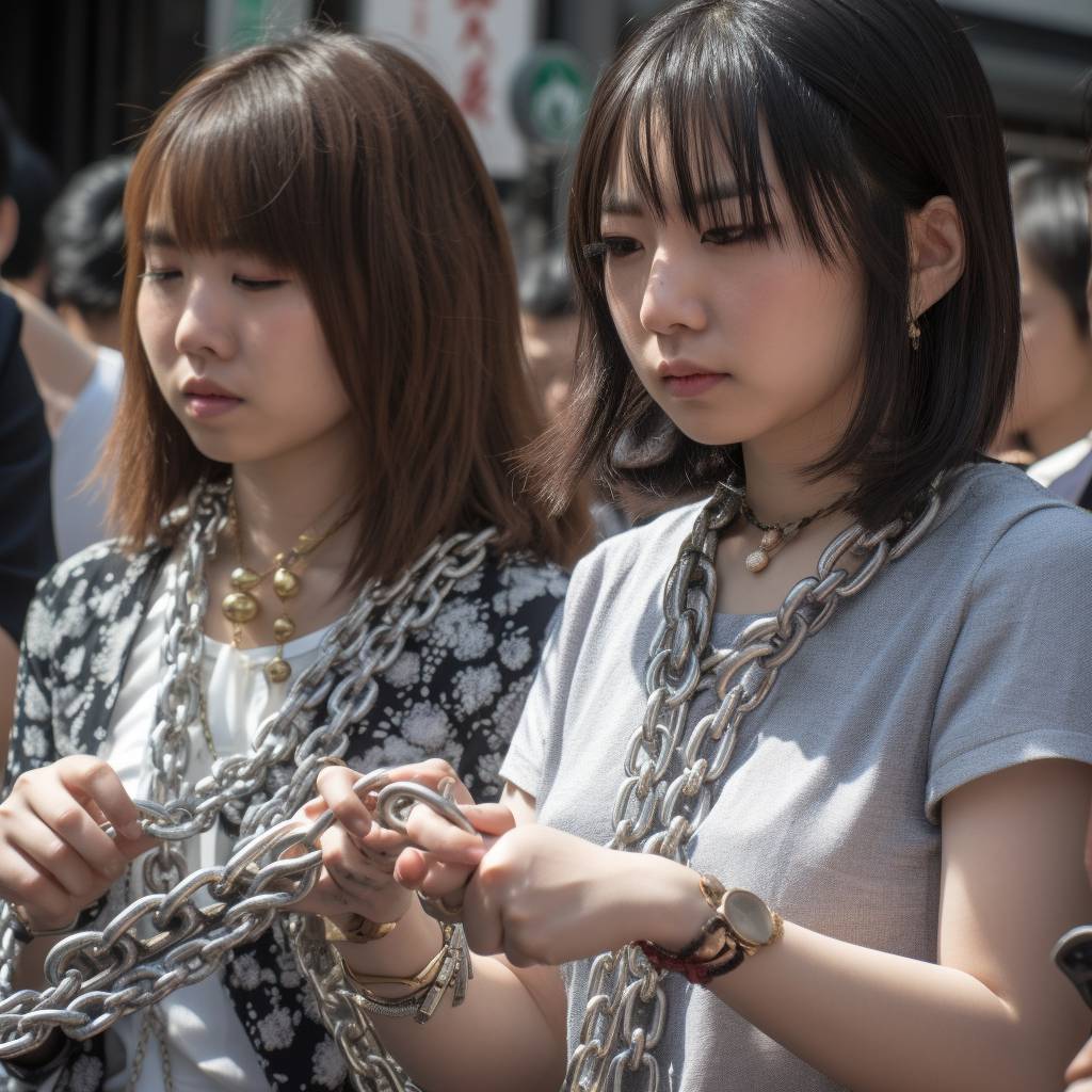 手錠される女性　兵庫県　神戸市　2023年08月13日　手錠女子画像