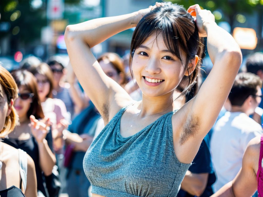 美女わき毛画像　東京都　新宿区　2024年01月10日　美女のわき毛　ゲリラ露出　画像