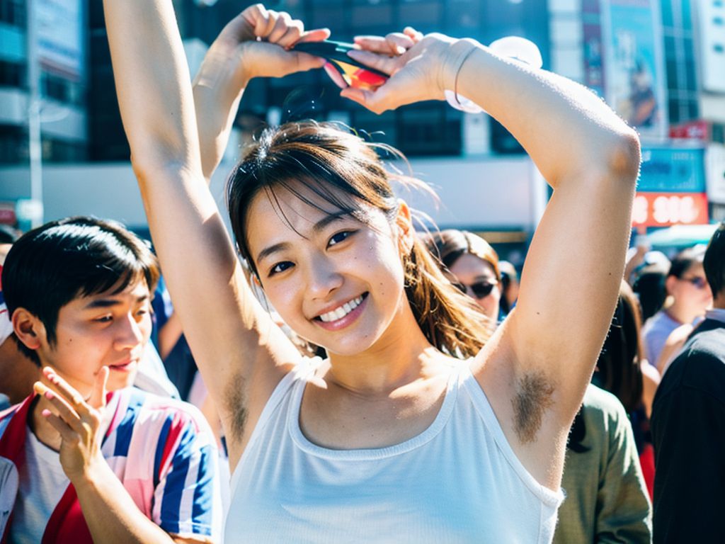 美女わき毛画像　三重県　四日市市　2024年03月10日　美女のわき毛　露出命令　画像