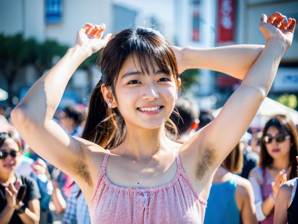 美女わき毛画像　沖縄県　浦添市　2024年04月19日　美女のわき毛　ゲリラ露出　画像