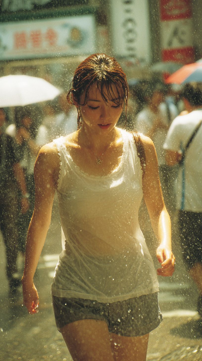 びしょ濡れ女子画像　新潟県　三条市　2026年05月10日　びしょ濡れ　ゲリラ豪雨　画像