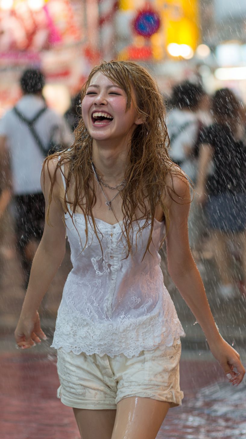 びしょ濡れ女子画像　埼玉県　本庄市　2026年05月13日　びしょ濡れ　ゲリラ豪雨　画像