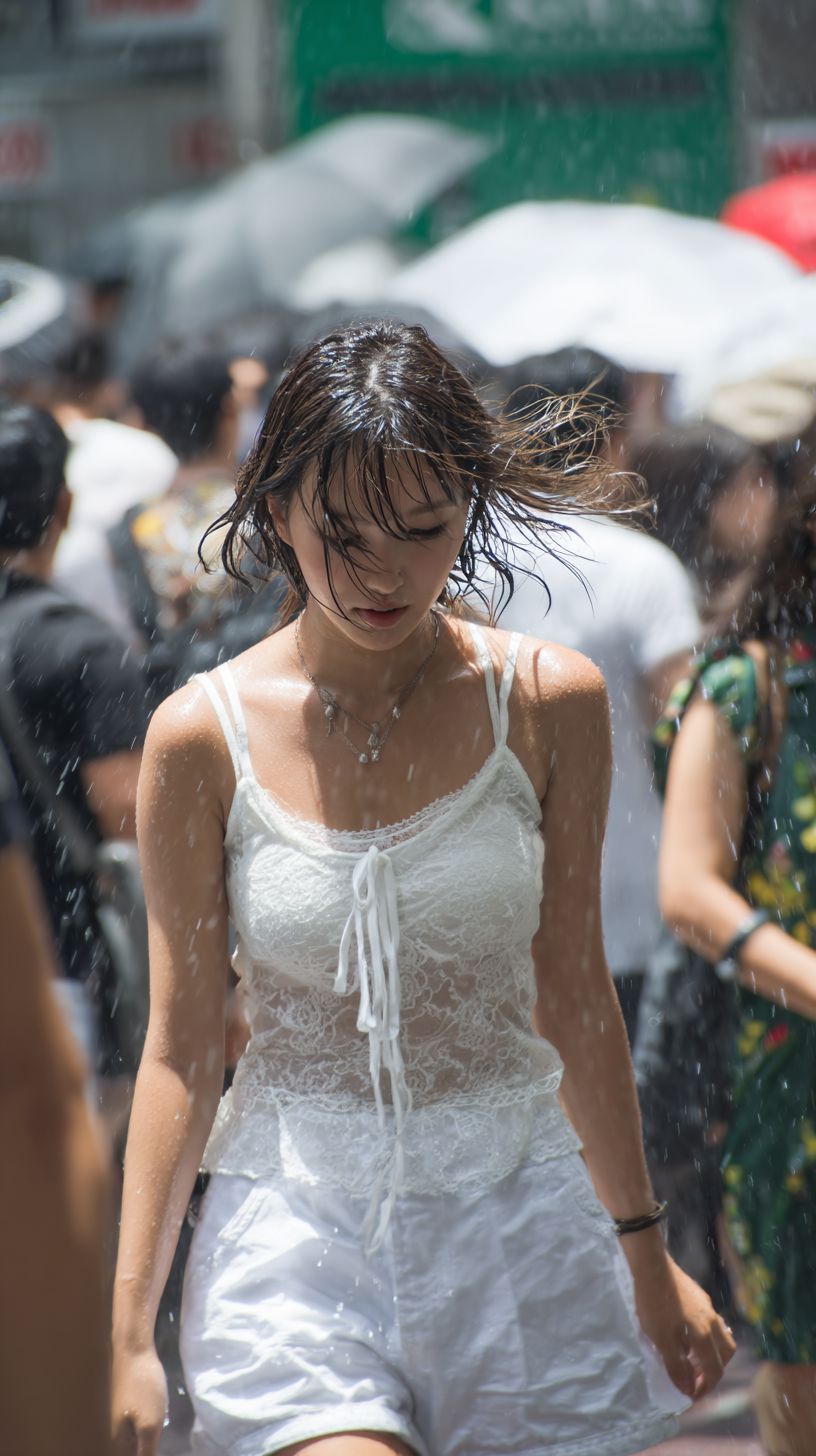 びしょ濡れ女子画像　新潟県　燕市　2026年06月08日　びしょ濡れ　ゲリラ豪雨　画像